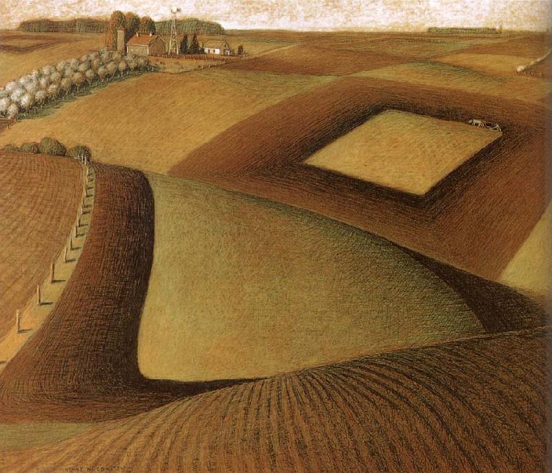 Grant Wood Break ground oil painting picture